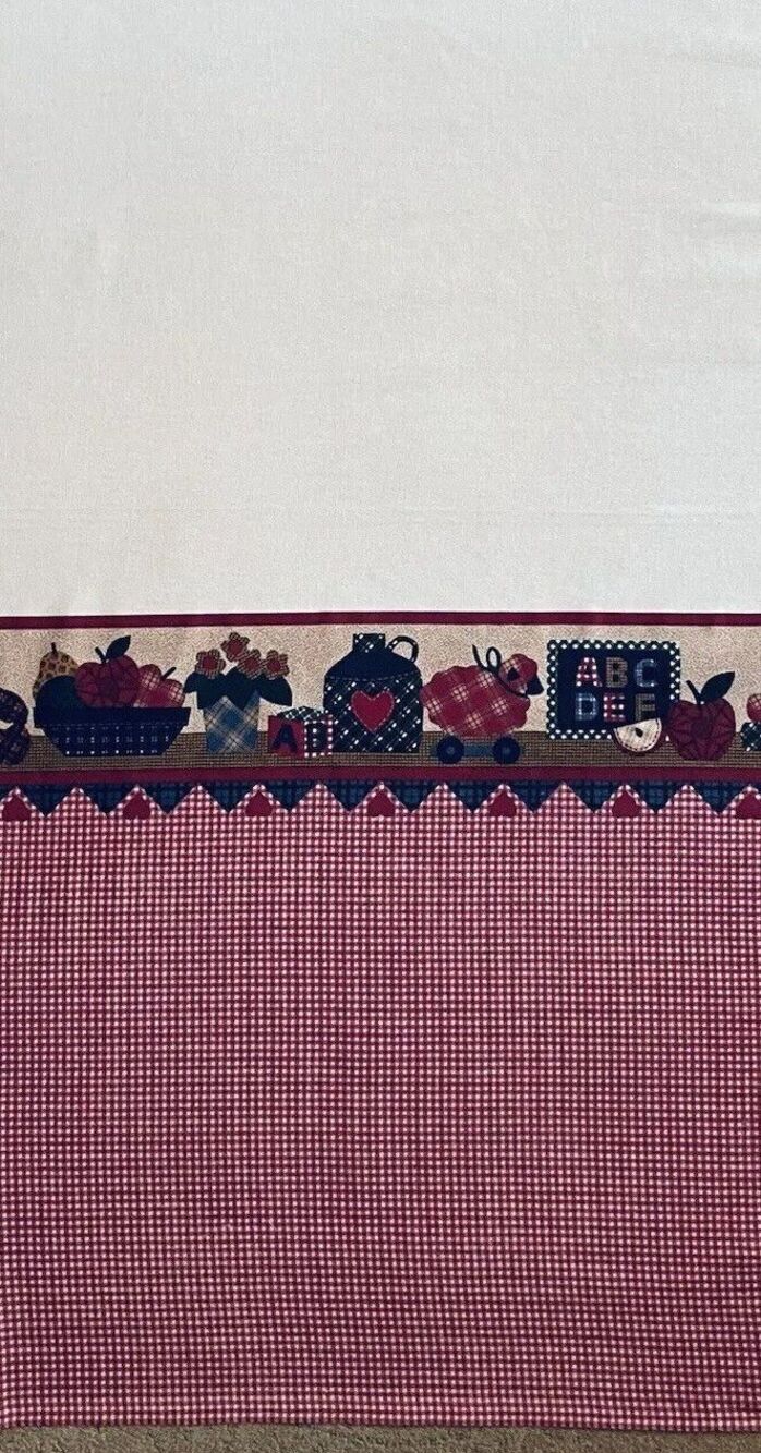 Cottagecore Primitive Farmhouse Teddy Bear Duck Heavy Cotton Border Print BTY